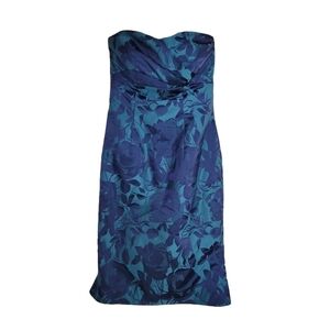 Cameron Blake by Mon Cheri Teal Floral Prom Mini Dress